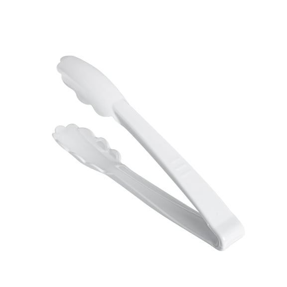 Restaurantware Tongs 100 Pack Of 7 1/2” Heavy-Duty Plastic Kitchen Tongs with Scalloped Edges Disposable White Serving Utensils for Hot And Cold Foods Catered Events, Weddings, or Buffets