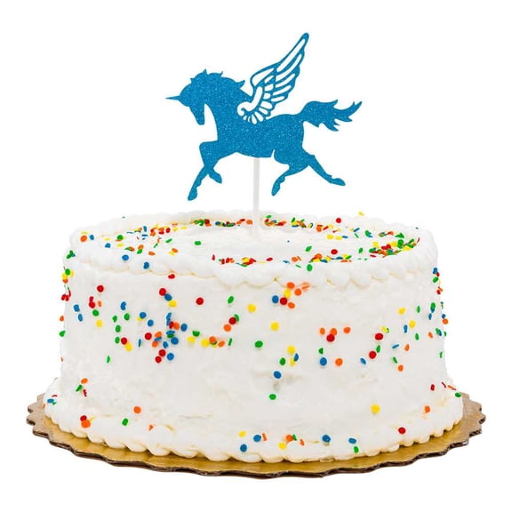 Top Cake Blue Paper Unicorn Cake Topper - Glitter - 6" x 4 1/4" - 100 count box