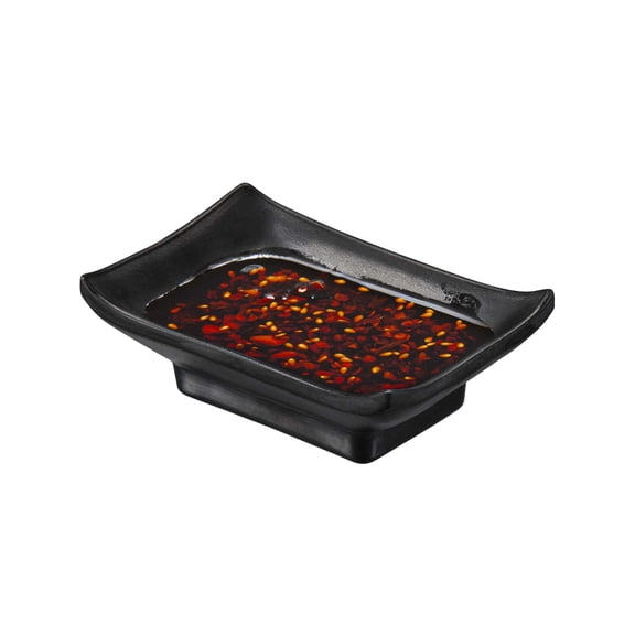 Restaurantware-Voga 1 Ounce Soy Sauce Dishes, 10 Rectangle Dipping Bowls - Dishwashable, Japanese Style, Black Melamine Mini Bowls, Shatterproof, For Appetizers And Condiments