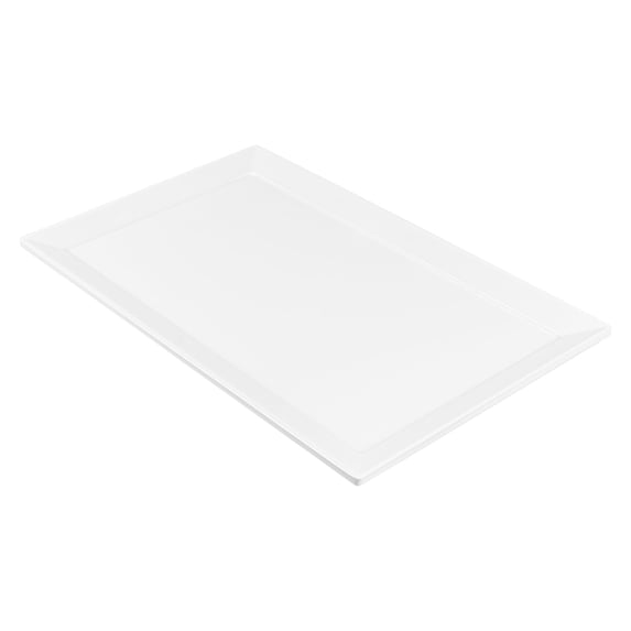Restaurantware-Voga 20.9 x 12.6 Inch Serving Tray, 1 Rectangle Outdoor Tray - Raised Edges, Dishwasher-Safe, White Melamine Platter, For Meals, Appetizers, And Snacks, Shatterproof