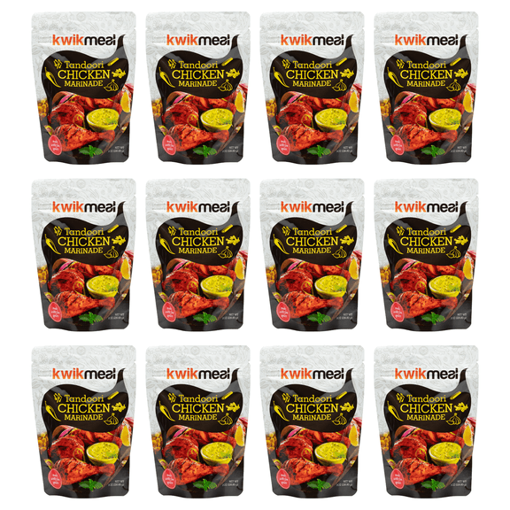 KwikMeal Restaurant-Style Punjabi Tandoori Chicken Marinade Paste | Authentic North Indian Tandoori & Tikka Marinade with 12 Aromatic Spices, Yogurt, Ginger & Garlic | 12 X 8 Oz Packs