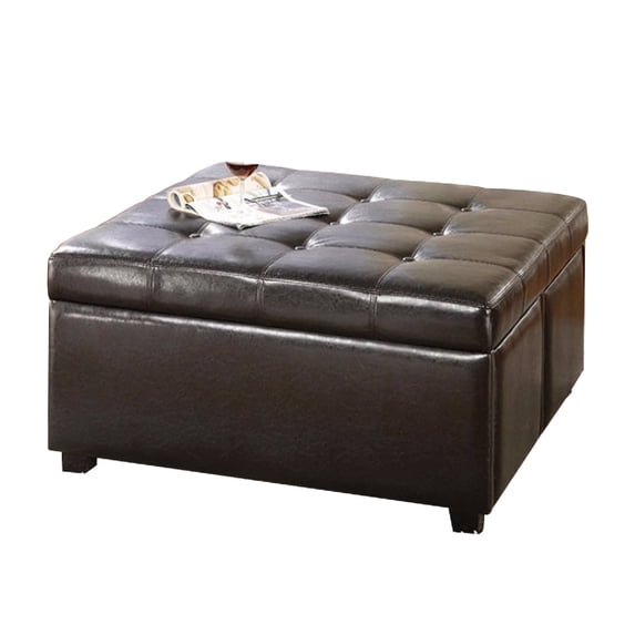 Restful Contemporary Storage Ottoman With 4 Drawers, Brown