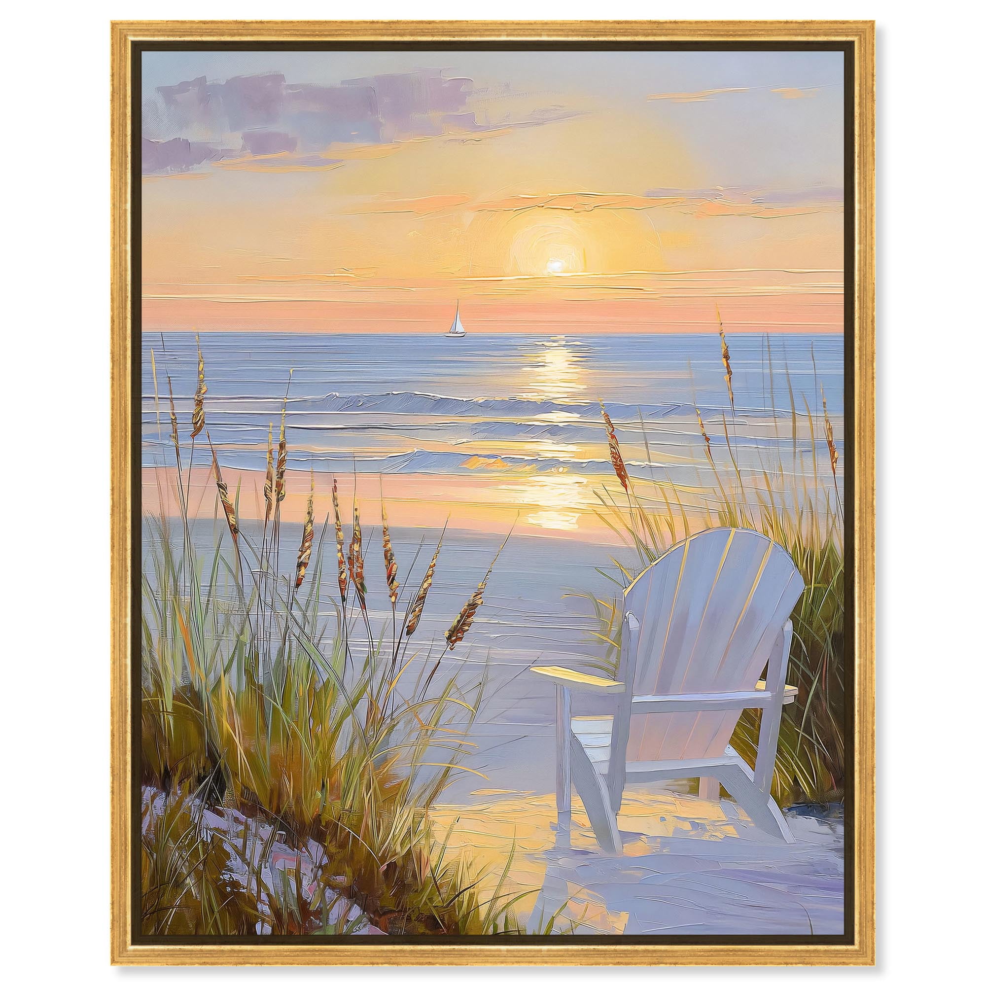 Restful Horizon Canvas Vivid Coastal Art by Art Remedy, Gold Frame, 36 ...