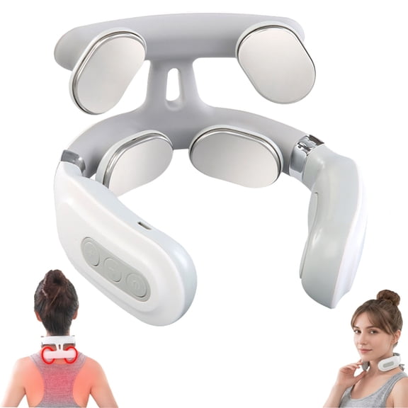 Restify Masajeador De Cuello, Restify Pro, 6 Dynamic Rhythm Modes with Hands-Free Frame, Built-In Temperature Sensor, Simple One-Touch Control, Portable Wire-Free Design for Daily Desk Work