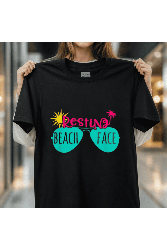Resting Beach Face Clean Block Lettering Summer Break Unisex T-Shirt, S - 5XL