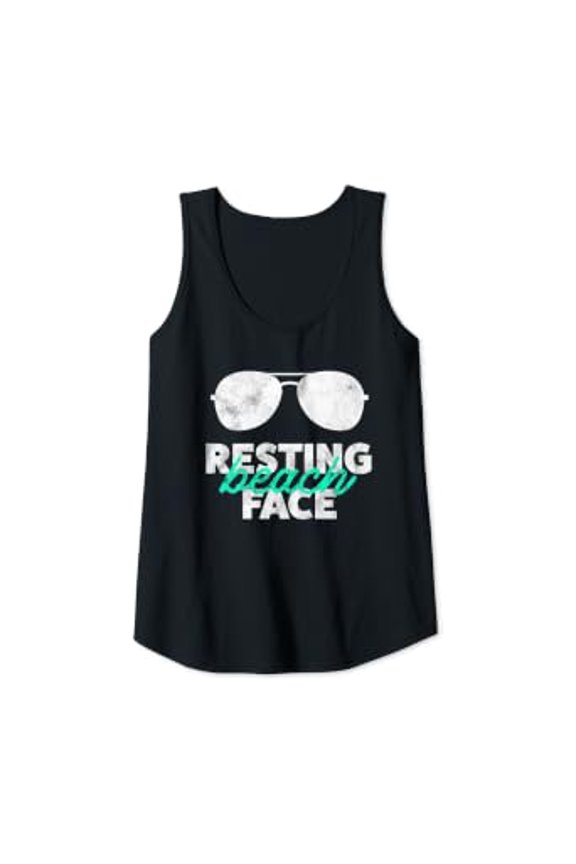 Resting Beach Face Distressed Summer Tank Top Size S-3XL