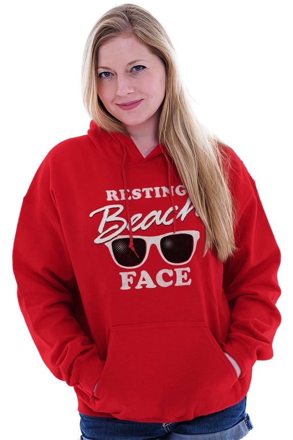 Resting Beach Face Summertime Vibes Hoodie Sweatshirt Women Brisco Brands L