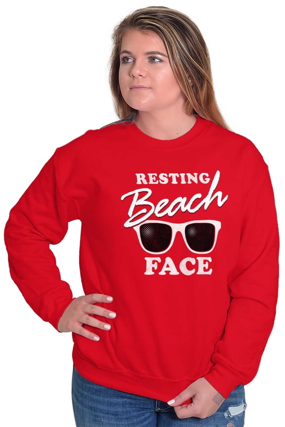 Resting Beach Face Summertime Vibes Women Crewneck Sweatshirt Brisco Brands S
