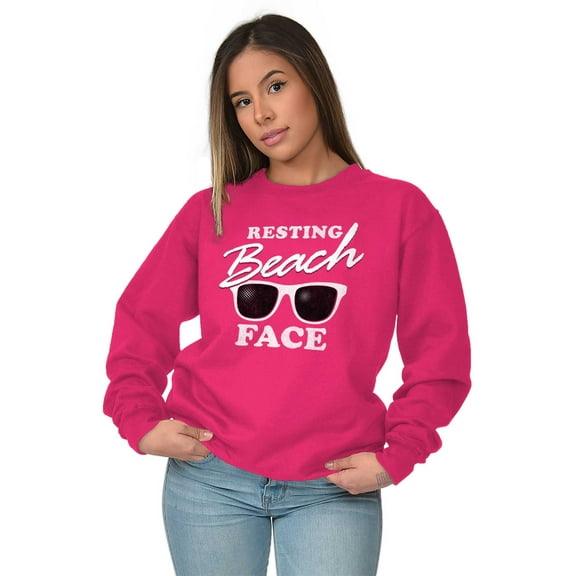 Resting Beach Face Summertime Vibes Women Crewneck Sweatshirt Brisco Brands S