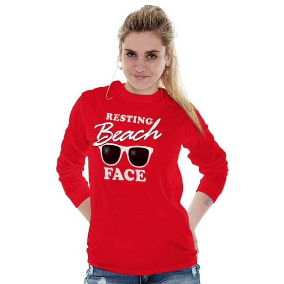 Resting Beach Face Summertime Vibes Women's Long Sleeve T Shirt Brisco Brands S