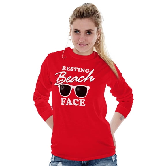 Resting Beach Face Summertime Vibes Women's Long Sleeve T Shirt Brisco Brands S