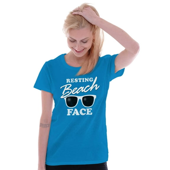 Resting Beach Face Summertime Vibes Womens Slim Fit Graphic Tee Brisco Brands X