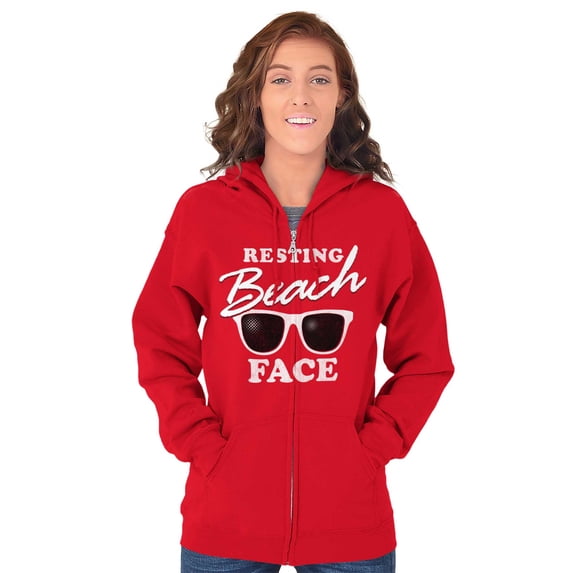 Resting Beach Face Summertime Vibes Zip Hoodie Sweatshirt Women Brisco Brands S