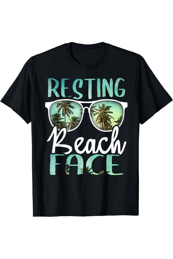 Resting Beach Face Vintage Retro Funny Beach Vacation T-Shirt Black Medium