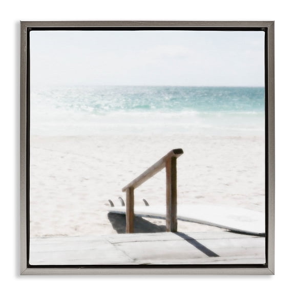 Stupell Industries Resting Board Beach Coast Gray Framed Floater Canvas Wall Art, design by Noah Bay, 25 x 25