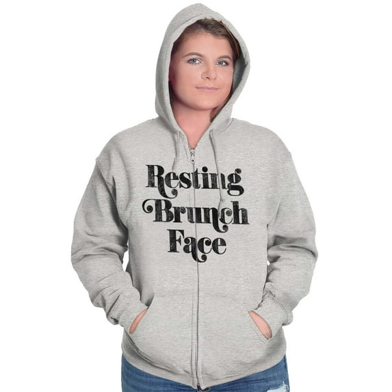 Resting Brunch Face Cute Funny RBF Womens Plus Size Graphic Zipper Hoodie Brisco Brands 3X