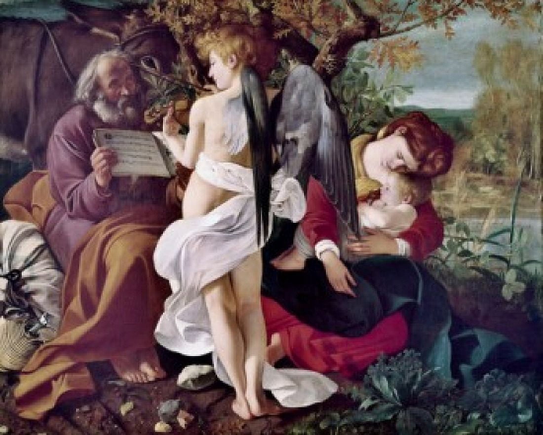 Resting On The Flight To Egypt Michelangelo Merisi da Caravaggio (1571-1610 Italian) Galleria Doria Pamohili Rome Italy Canvas Art - Michelangelo Merisi da Caravaggio (18 x 24)