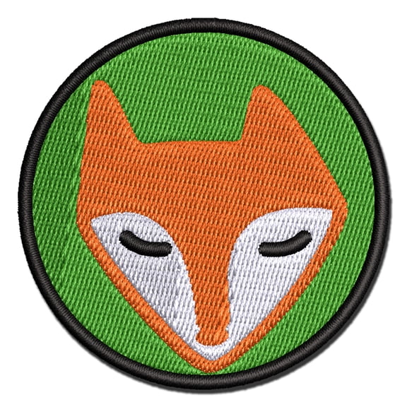 Resting Fox Face Applique Multi-Color Embroidered Iron-On Patch - 2.0 Inch Mini