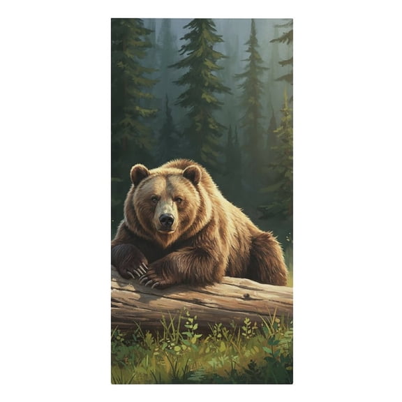 Resting Grizzly Bear Animal Microfiber Beach Towel Absorbent Compact Towels for Swimming Pool Beach Travel Things for Vacation Essentials Adult Gift,61.4×30.3Inch