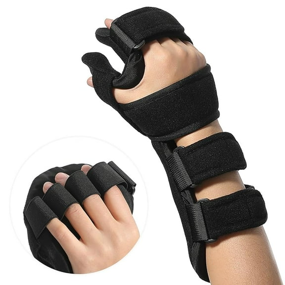 Resting Hand Splint with Finger Separator - Hand Brace for Finger Contractures - Night Immobilizer for Carpal Tunnel Pain Corrective and Comfortable Thumb Stabilizer with Sprain Fracture Rehabilitatio