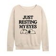 thumbnail image 1 of Resting My Eyes Snoopy  - Ladies French Terry Long Sleeve Shirt, 1 of 6