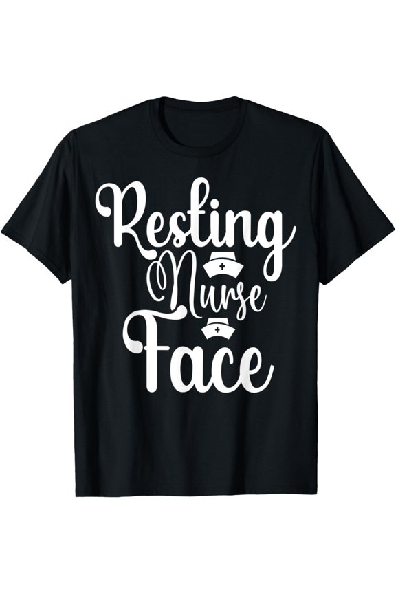 Resting Nurse Face T shirt Funny Nurse Quote with Nurse Cap Design Casual Short Sleeve Tee for Nurses and Healthcare Workers