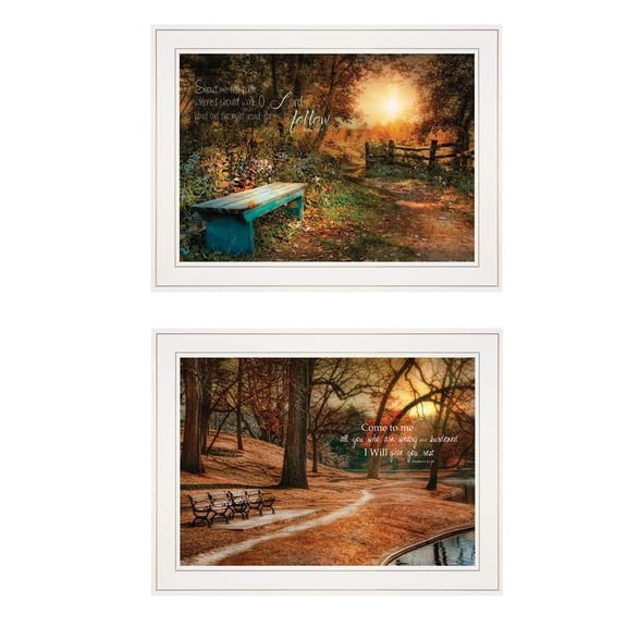 Trendy Decor4U "Resting Places" 2-Piece Vignette by Robin-Lee Vieira, White Frame