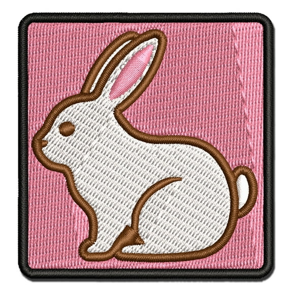 Resting Rabbit Bunny Easter Applique Multi-Color Embroidered Iron-On Patch - 3.5 Inch Large