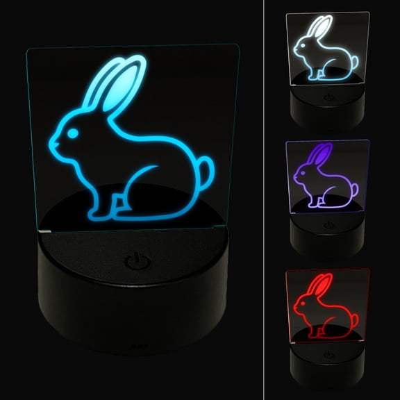 Resting Rabbit Bunny Easter LED Night Light Sign 3D Illusion Desk Nightstand Lamp