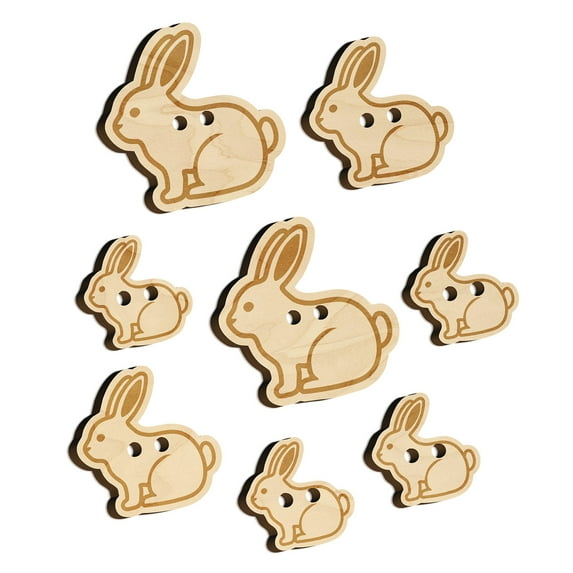 Resting Rabbit Bunny Easter Wood Buttons for Crochet Knitting Sewing DIY Craft - 1.25 Inch Large (5pcs)