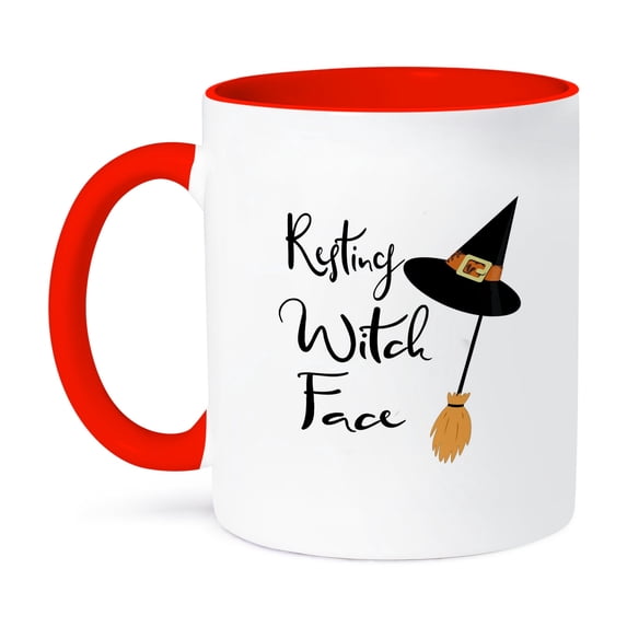3dRose, Resting Witch Face - Halloween Saying, 11oz Two-Tone Red Mug
