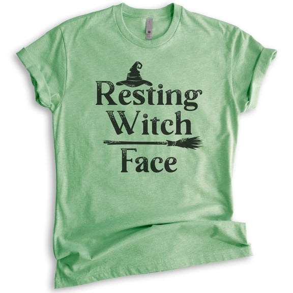 Resting Witch Face Shirt, Unisex Women's Shirt, Funny Horror Shirt, Witch Shirt, Heather Apple Green, X-Small