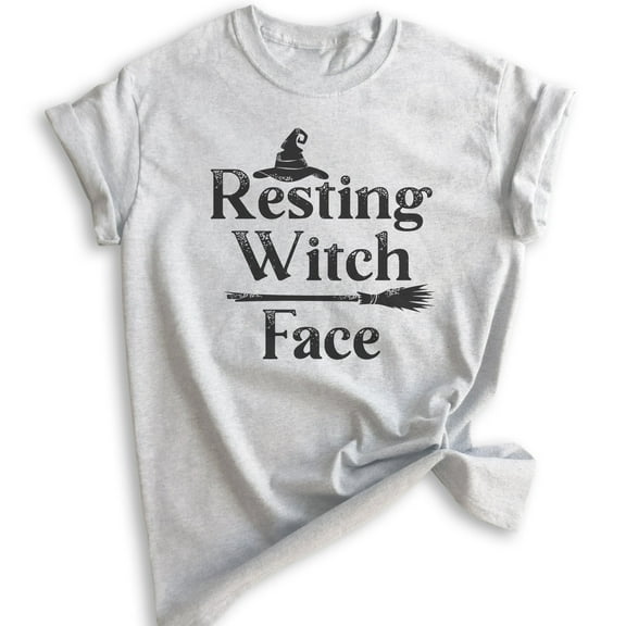Resting Witch Face Shirt, Unisex Women's Shirt, Funny Horror Shirt, Witch Shirt, Heather Ash, Medium