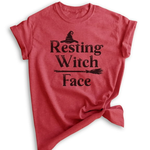 Resting Witch Face Shirt, Unisex Women's Shirt, Funny Horror Shirt, Witch Shirt, Heather Red, Large