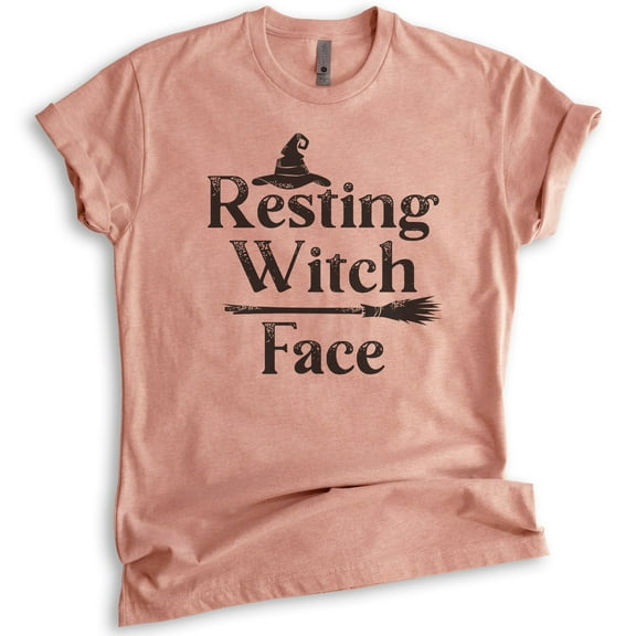 Resting Witch Face Shirt, Unisex Women's Shirt, Funny Horror Shirt, Witch Shirt, Heather Sunset, X-Small
