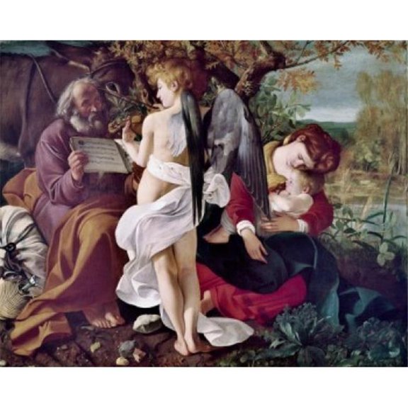 Resting on the Flight to Egypt Michelangelo Merisi da Caravaggio 1571-1610 Italian Galleria Doria Pamohili Rome Poster Print - 18 x 24 in.