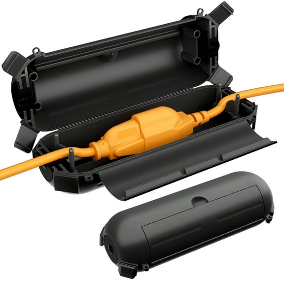 Restmo 2 Pack Compact Outdoor Extension Cord Cover, IP44 Waterproof Box and Safety Housing Case, Ideal to Protect Outdoor Plugs, Electrical Connections,Size Small, Black