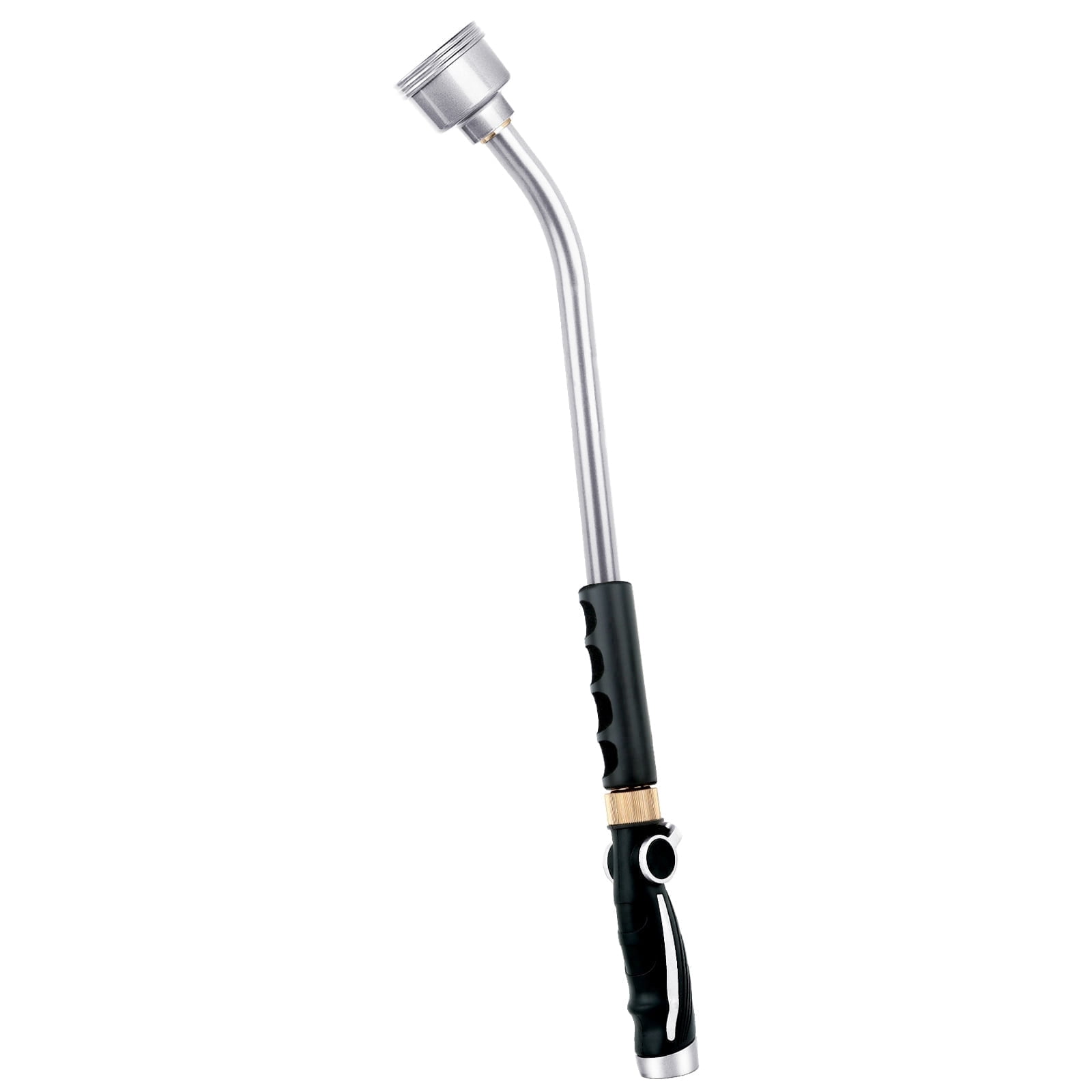 Restmo 24 Inch Metal Watering Wand, Gentle Shower Sprayer with Thumb Flow Control, Heavy Duty Garden Hose Wand for Hanging Baskets, Shrubs, Flowers, Silver