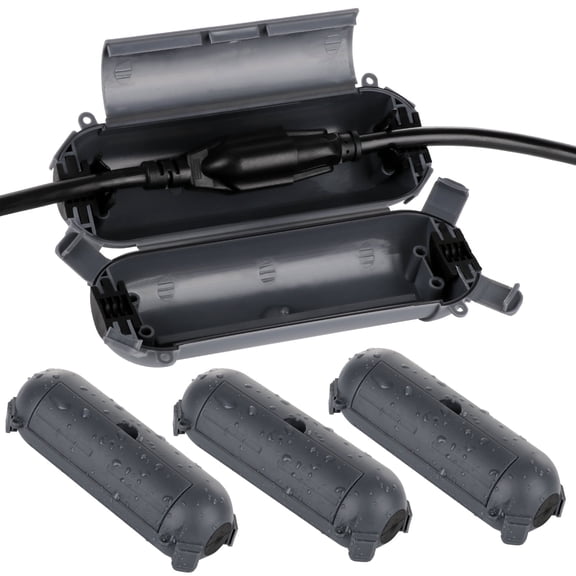 Restmo 4 Pack Mini IP44 Waterproof Outdoor Connection Box with Lockable Latches and Mounting Holes, Cover for Outdoor Plugs, Lights, Cables, Wires, Size Small, Gray