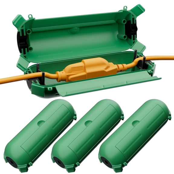 Restmo 4 Pack Outdoor Extension Cord Cover ,IP44 Waterproof Box,Electrical Connections Compact Safety Case for Holiday Lights,Plugs(Small, Green)