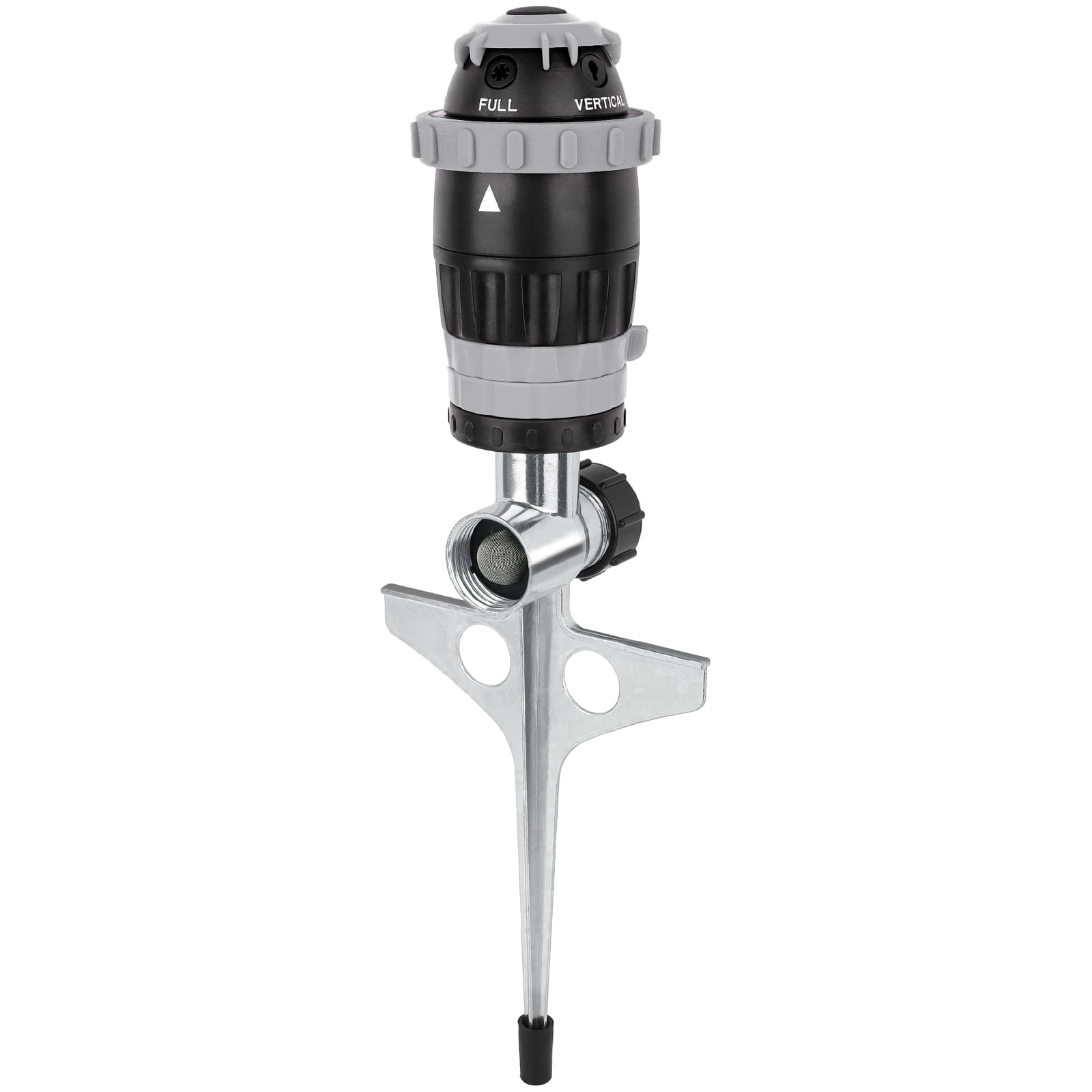 Restmo Gear Drive Sprinkler with Metal Spike Base,5-Pattern Multi-Adjustable Lawn Sprinkle for Garden,Flower Bed and Large Yard Area Watering,Gray
