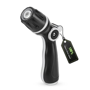 Restmo Garden Hose Nozzle, Heavy Duty Water Hose Sprayer Nozzle for Outdoor | Metal Spray Nozzle, Adjustable Thumb Control, 3 Patterns, Jet | Rinse | Cone, Leak-proof, Ideal for Lawn & Plant & Car, B
