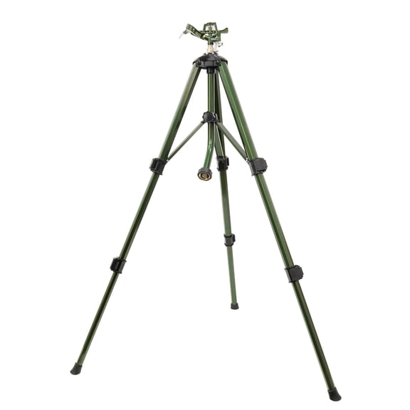 Restmo Heavy Duty Impact Sprinkler on Tripod Base, 6200 sq.ft. Coverage, 360° Rotating, 3-Height Adjustable Full Metal Sprinkler for Large Yard, Lawn and Farm Irrigation