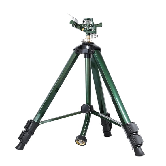 Restmo Heavy Duty Impact Sprinkler on Tripod Base, 6200 sq.ft. Coverage, 360° Rotating, 3-Height Adjustable Full Metal Sprinkler for Large Yard, Lawn and Farm Irrigation