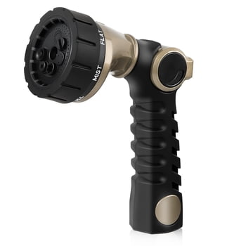 Restmo Ergonomic Zinc-alloy Garden Hose Nozzle, 7 Watering Patterns, Thumb Control, High Pressure Sprayer，Black