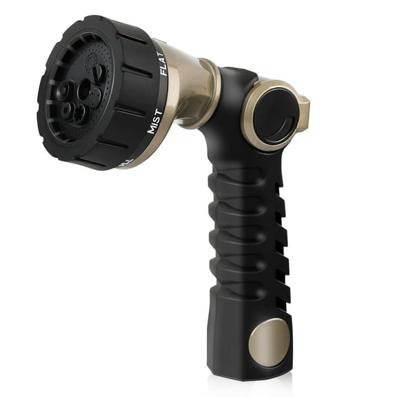 Restmo Ergonomic Zinc-alloy Garden Hose Nozzle, 7 Watering Patterns, Thumb Control, High Pressure Sprayer，Black