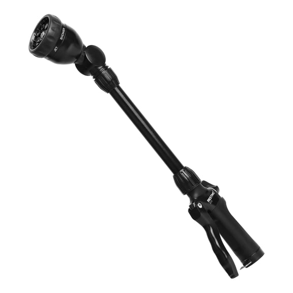 Restmo Metal Watering Wand, Heavy Duty Garden Hose Wand with 180° Swivel Head, 16'' Nozzle, 7 Spray Patterns, Flash Black
