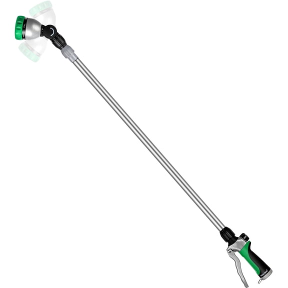 Restmo Telescopic Metal Watering Wand, 36-60 Inch Long Adjustable Tube with 180° Ratcheting Head, 7 Spray Patterns and Flow Control | Garden Hose Sprayer for Hanging Baskets, Shrubs, Lawn, Green