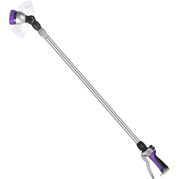 Restmo Telescopic Metal Watering Wand, 36-60 Inch Long Adjustable Tube with 180° Ratcheting Head, 7 Spray Patterns and Flow Control | Garden Hose Sprayer for Hanging Baskets, Shrubs, Lawn, Purple