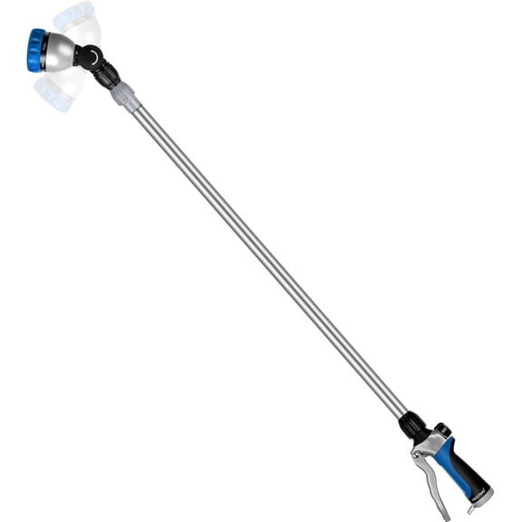 Restmo Telescopic Metal Watering Wand, 36-60 Inch Long Adjustable Tube with 180° Ratcheting Head, 7 Spray Patterns and Flow Control | Garden Hose Sprayer for Hanging Baskets, Shrubs, Lawn, Blue